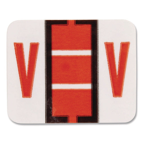 Image of Smead A-Z Color-Coded End Tab Filing Labels, V, 1 X 1.25, White, 500/roll