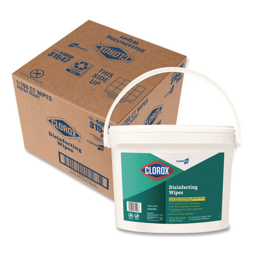 Image of Clorox® Disinfecting Wipes, 1-Ply, 7 x 8, Fresh Scent, White, 700/Bucket