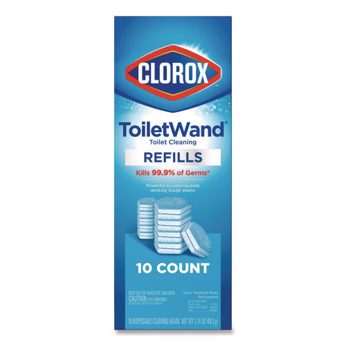 Image of Clorox® Disinfecting ToiletWand Refill Heads, Toilet Cleaning Scrubbing Pads, Blue/White, 10/Pack, 6 Packs/Carton