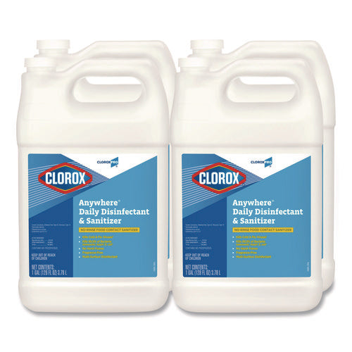 Image of Clorox® Anywhere Daily Disinfectant and Sanitizer, 128 oz Bottle, 4/Carton