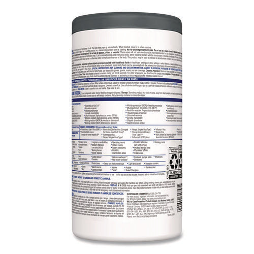 Image of Clorox Healthcare® VersaSure Cleaner Disinfectant Wipes, 1-Ply, 6.75 x 8, Original Scent, White, 85 Towels/Can