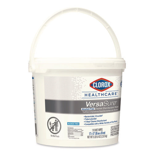 Image of Clorox Healthcare® VersaSure Cleaner Disinfectant Wipes, 1-Ply, 12 x 12, Fragranced, White, 110/Bucket, 2 Buckets/Carton