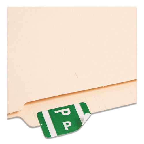 Image of Smead Alphaz Color-Coded Second Letter Alphabetical Labels, P, 1 X 1.63, Dark Green, 10/sheet, 10 Sheets/pack