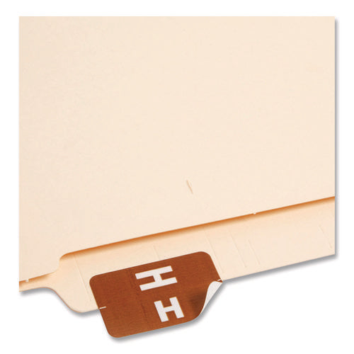 Image of Smead Alphaz Color-Coded Second Letter Alphabetical Labels, H, 1 X 1.63, Dark Brown, 10/sheet, 10 Sheets/pack