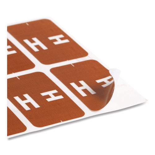 Image of Smead Alphaz Color-Coded Second Letter Alphabetical Labels, H, 1 X 1.63, Dark Brown, 10/sheet, 10 Sheets/pack
