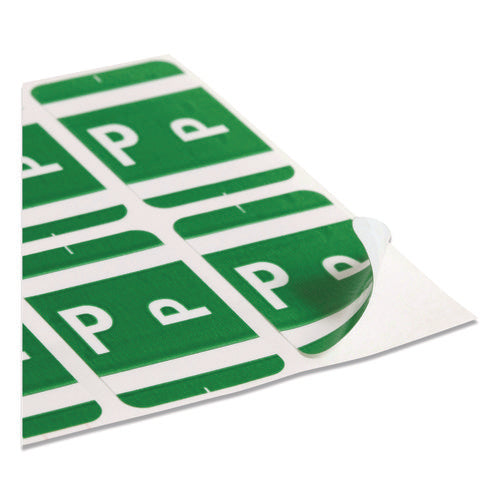 Image of Smead Alphaz Color-Coded Second Letter Alphabetical Labels, P, 1 X 1.63, Dark Green, 10/sheet, 10 Sheets/pack