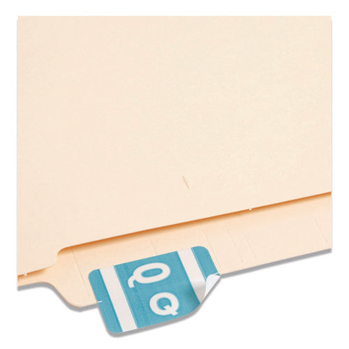 Image of Smead Alphaz Color-Coded Second Letter Alphabetical Labels, Q, 1 X 1.63, Light Blue, 10/sheet, 10 Sheets/pack