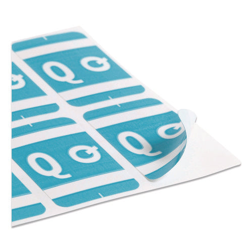Image of Smead Alphaz Color-Coded Second Letter Alphabetical Labels, Q, 1 X 1.63, Light Blue, 10/sheet, 10 Sheets/pack