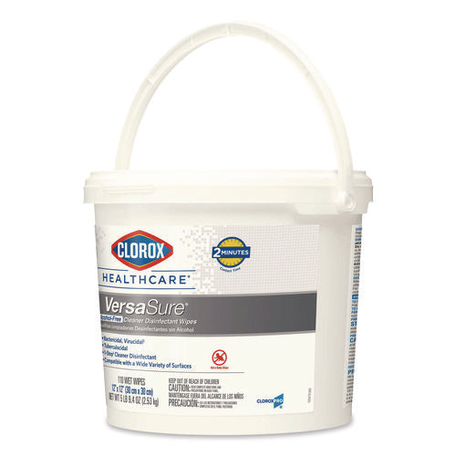 Image of Clorox Healthcare® VersaSure Cleaner Disinfectant Wipes, 1-Ply, 12 x 12, Fragranced, White, 110/Bucket