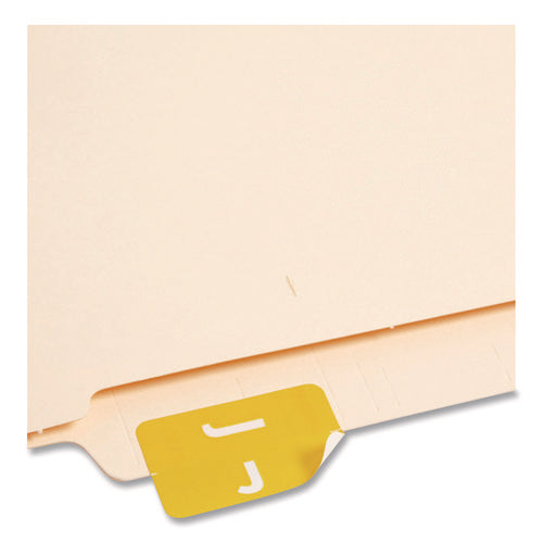 Image of Smead Alphaz Color-Coded Second Letter Alphabetical Labels, J, 1 X 1.63, Yellow, 10/sheet, 10 Sheets/pack