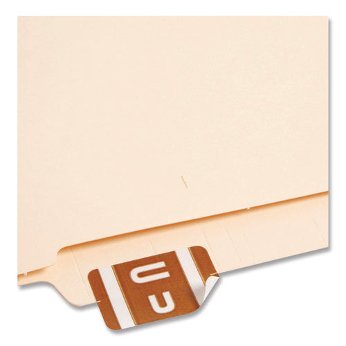 Image of Smead Alphaz Color-Coded Second Letter Alphabetical Labels, U, 1 X 1.63, Dark Brown, 10/sheet, 10 Sheets/pack