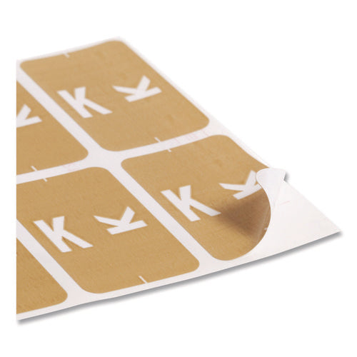 Image of Smead Alphaz Color-Coded Second Letter Alphabetical Labels, K, 1 X 1.63, Light Brown, 10/sheet, 10 Sheets/pack