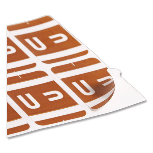 Image of Smead Alphaz Color-Coded Second Letter Alphabetical Labels, U, 1 X 1.63, Dark Brown, 10/sheet, 10 Sheets/pack