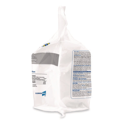 Image of Clorox Healthcare® VersaSure Cleaner Disinfectant Wipes, Refill, 1-Ply, 12 x 10, Fragranced, White, 110/Pouch