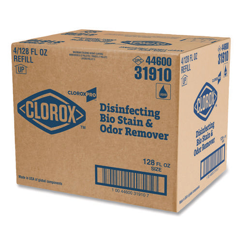 Image of Clorox® Disinfecting Bio Stain and Odor Remover, Fragranced, 128 oz Refill Bottle, 4/Carton