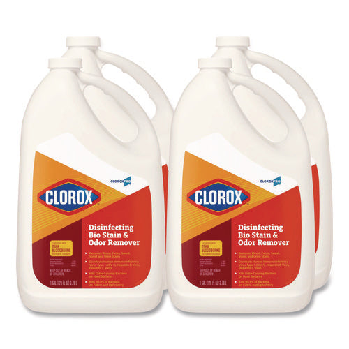 Image of Clorox® Disinfecting Bio Stain and Odor Remover, Fragranced, 128 oz Refill Bottle, 4/Carton