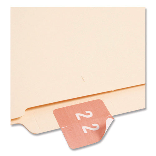 Image of Smead Numerical End Tab File Folder Labels, 2, 1.5 X 1.5, Pink, 250/roll