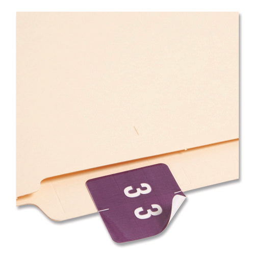 Image of Smead Numerical End Tab File Folder Labels, 3, 1.5 X 1.5, Purple, 250/roll