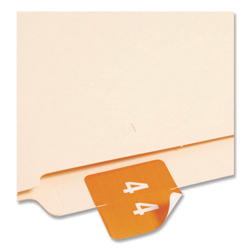 Image of Smead Numerical End Tab File Folder Labels, 4, 1.5 X 1.5, Orange, 250/roll