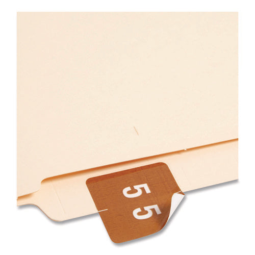 Image of Smead Numerical End Tab File Folder Labels, 5, 1.5 X 1.5, Brown, 250/roll
