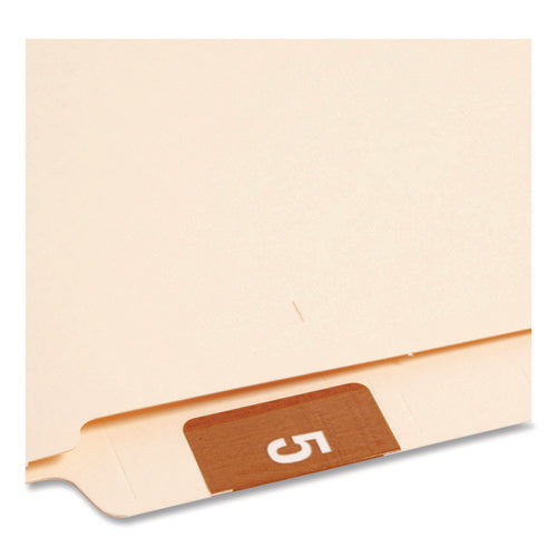 Image of Smead Numerical End Tab File Folder Labels, 5, 1.5 X 1.5, Brown, 250/roll