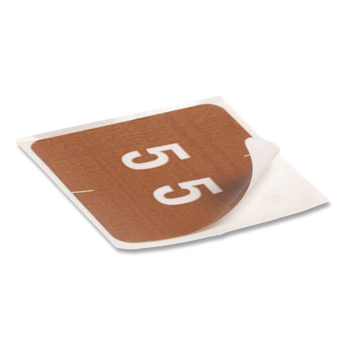 Image of Smead Numerical End Tab File Folder Labels, 5, 1.5 X 1.5, Brown, 250/roll