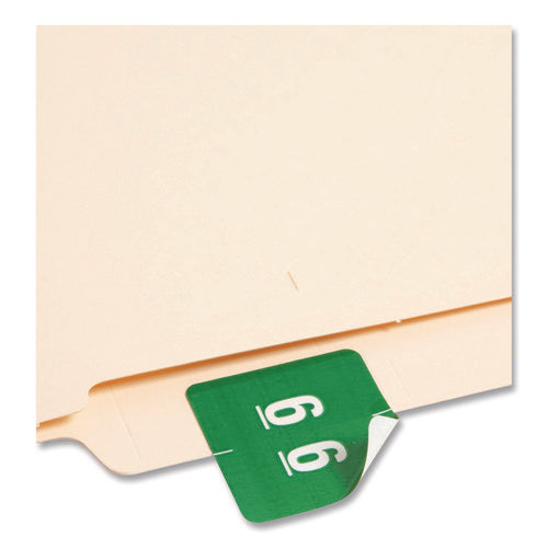 Image of Smead Numerical End Tab File Folder Labels, 6, 1.5 X 1.5, Green, 250/roll