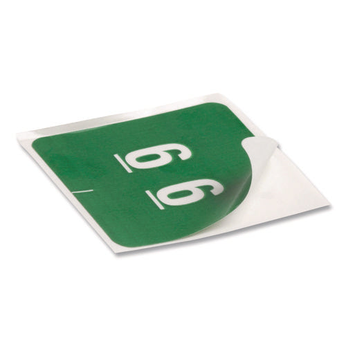 Image of Smead Numerical End Tab File Folder Labels, 6, 1.5 X 1.5, Green, 250/roll