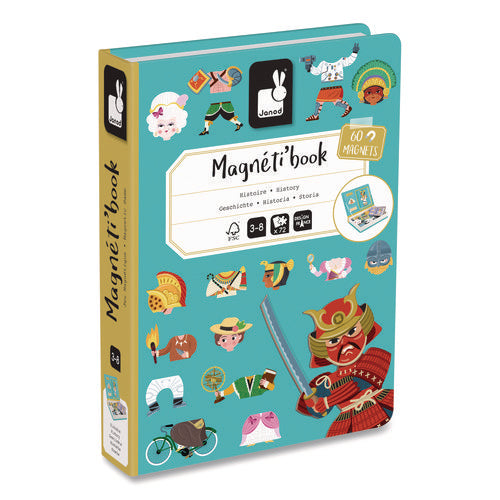 Image of Janod® Magneti'books, History, 72 Pieces (12 Cards, 60 Magnetic Shapes), Ages 3 to 8