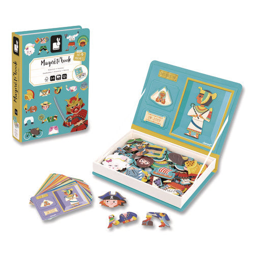 Image of Janod® Magneti'books, History, 72 Pieces (12 Cards, 60 Magnetic Shapes), Ages 3 to 8