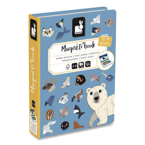 Image of Janod® Magneti'books, Polar Animals, 40 Pieces (10 Cards, 30 Magnetic Shapes), Ages 3 to 8