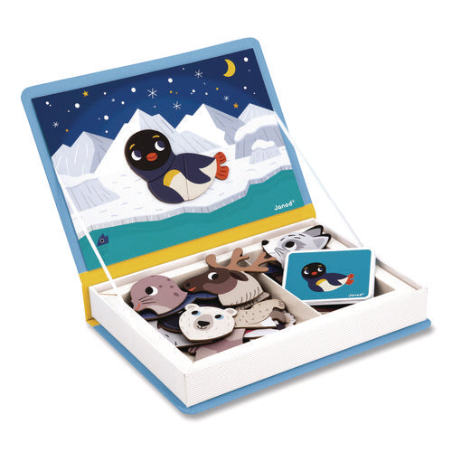 Image of Janod® Magneti'books, Polar Animals, 40 Pieces (10 Cards, 30 Magnetic Shapes), Ages 3 to 8