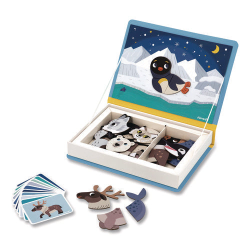 Image of Janod® Magneti'books, Polar Animals, 40 Pieces (10 Cards, 30 Magnetic Shapes), Ages 3 to 8