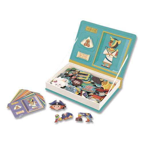 Image of Janod® Magneti'books, History, 72 Pieces (12 Cards, 60 Magnetic Shapes), Ages 3 to 8