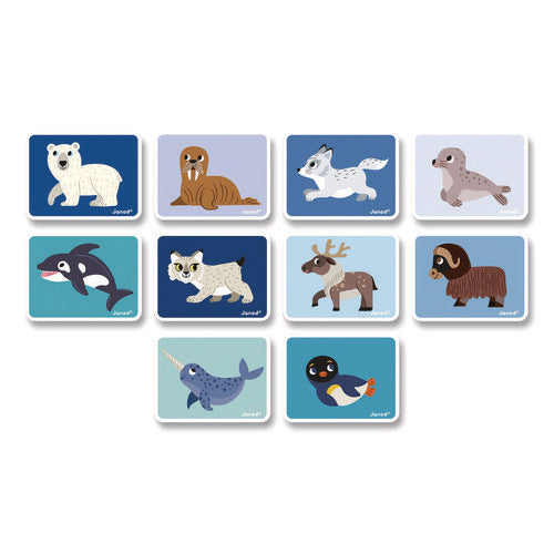 Image of Janod® Magneti'books, Polar Animals, 40 Pieces (10 Cards, 30 Magnetic Shapes), Ages 3 to 8