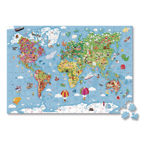 Image of Janod® Cardboard Puzzle, Giant World Map Suitcase Puzzle, 300 Pieces, Ages 7 Years and Up