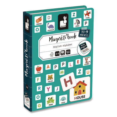 Image of Janod® Magneti'books, Alphabet, 142 Pieces (26 Cards, 116 Magnetic Shapes), Ages 3 to 8