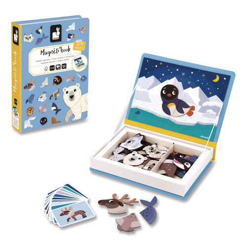 Image of Janod® Magneti'books, Polar Animals, 40 Pieces (10 Cards, 30 Magnetic Shapes), Ages 3 to 8