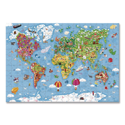 Image of Janod® Cardboard Puzzle, Giant World Map Suitcase Puzzle, 300 Pieces, Ages 7 Years and Up