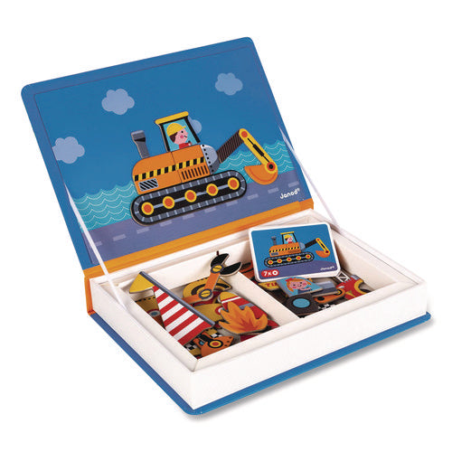 Image of Janod® Magneti'books, Racers, 68 Pieces, (18 Cards, 50 Magnetic Shapes), Ages 3 to 8