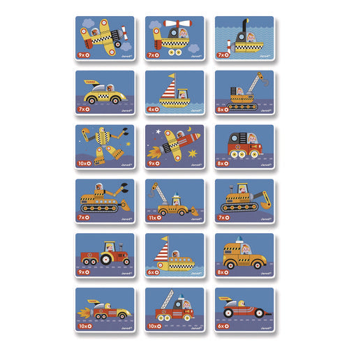 Image of Janod® Magneti'books, Racers, 68 Pieces, (18 Cards, 50 Magnetic Shapes), Ages 3 to 8