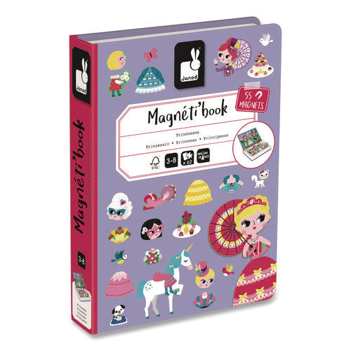 Image of Janod® Magneti'books, Princesses, 62 Pieces (7 Cards, 55 Magnetic Shapes), Ages 3 to 8