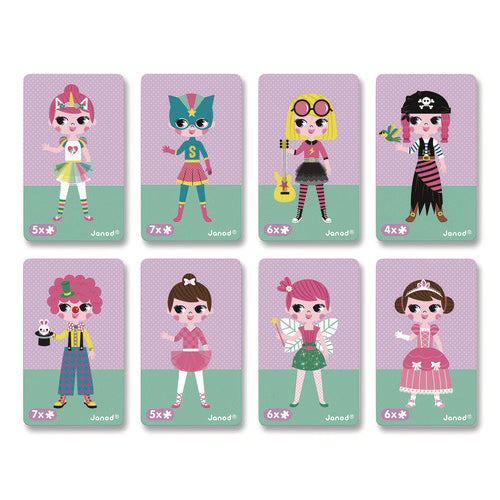 Image of Janod® Magneti'books, Girl's Costumes, 54 Pieces (8 Cards, 46 Magnetic Shapes), Ages 3 to 8
