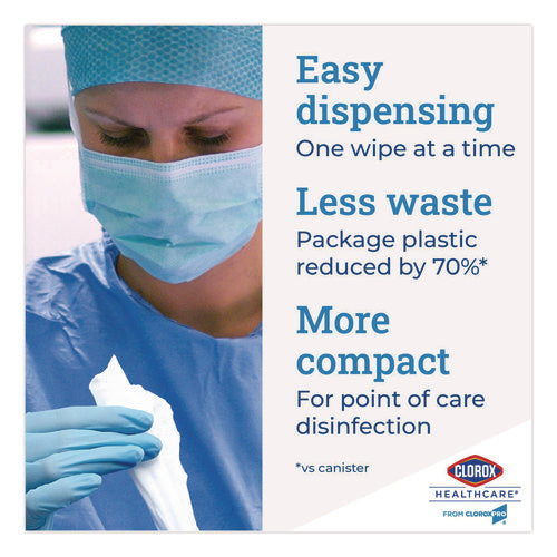 Image of Clorox Healthcare® Bleach Germicidal Wipes, 1-Ply, 6.75 x 9, Unscented, White, 70/Canister