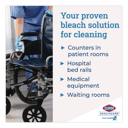 Image of Clorox Healthcare® Bleach Germicidal Wipes, 1-Ply, 6.75 x 9, Unscented, White, 70/Canister, 6 Canisters/Carton