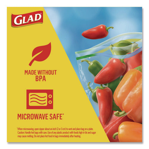 Image of Glad® Zipper Food Storage Plastic Sandwich Bags, 6.63 x 5.88, Clear, 50 Bags/Box, 12 Boxes/Carton
