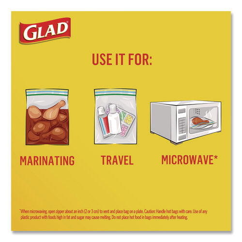 Image of Glad® Zipper Food Storage Plastic Sandwich Bags, 6.63 x 5.88, Clear, 50 Bags/Box, 12 Boxes/Carton