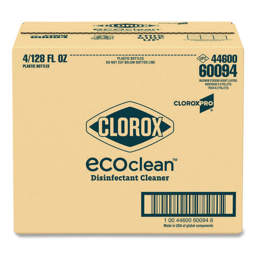 Image of Clorox® Clorox Pro EcoClean Disinfecting Cleaner, Unscented, 128 oz Refill Bottle, 4/Carton
