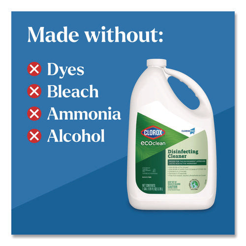 Image of Clorox® Clorox Pro EcoClean Disinfecting Cleaner, Unscented, 128 oz Refill Bottle, 4/Carton