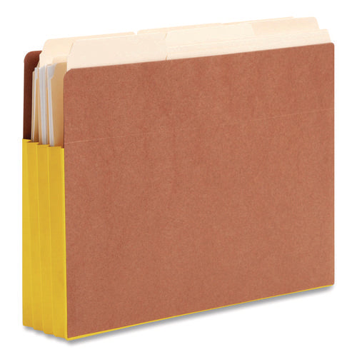 Image of Smead Redrope Drop-Front End Tab File Pockets, Fully Lined 6.5" High Gussets, 3.5" Expansion, Letter Size, Redrope/Yellow, 10/Box